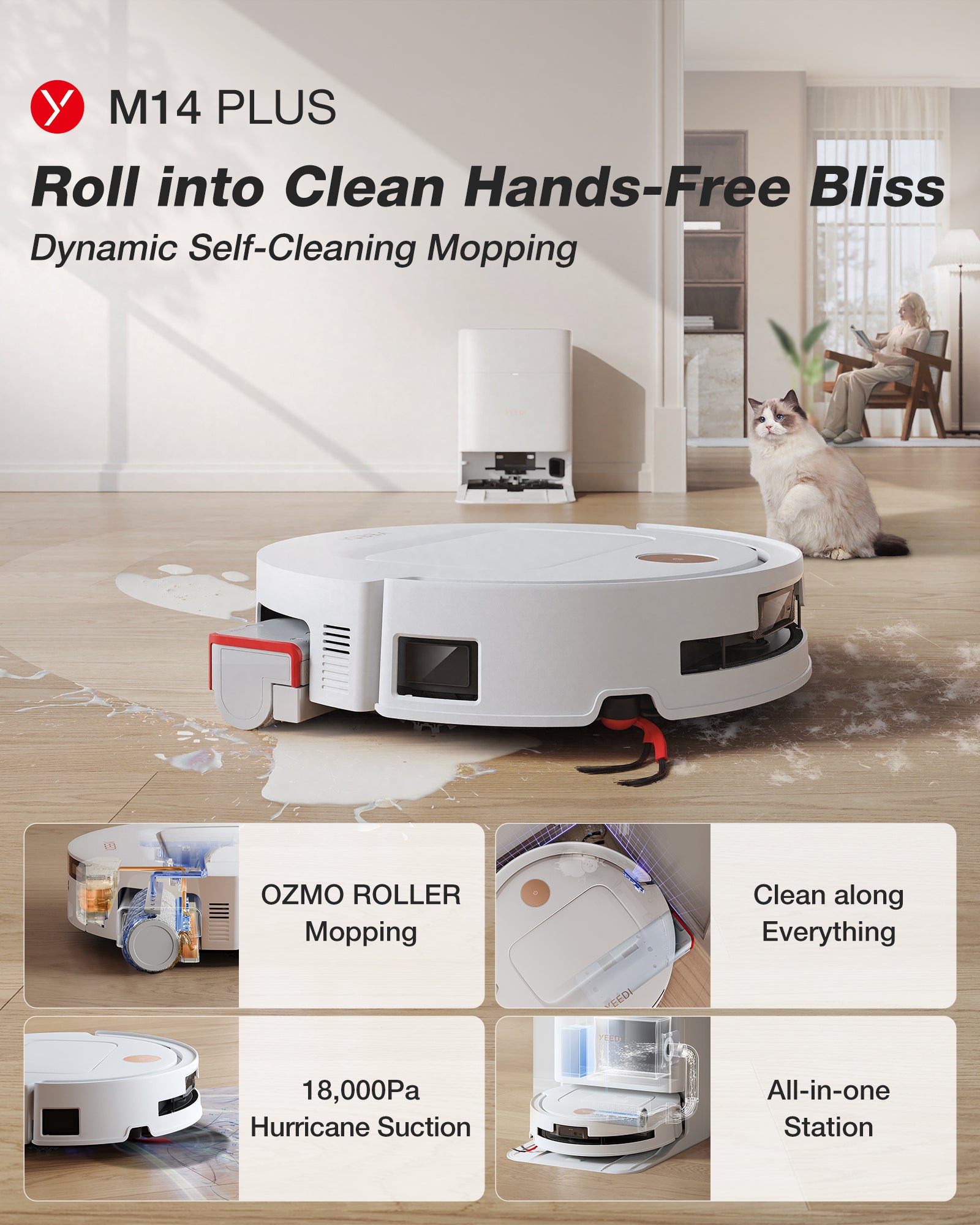 YEEDI M14 PLUS White Robot Vacuum and Mop