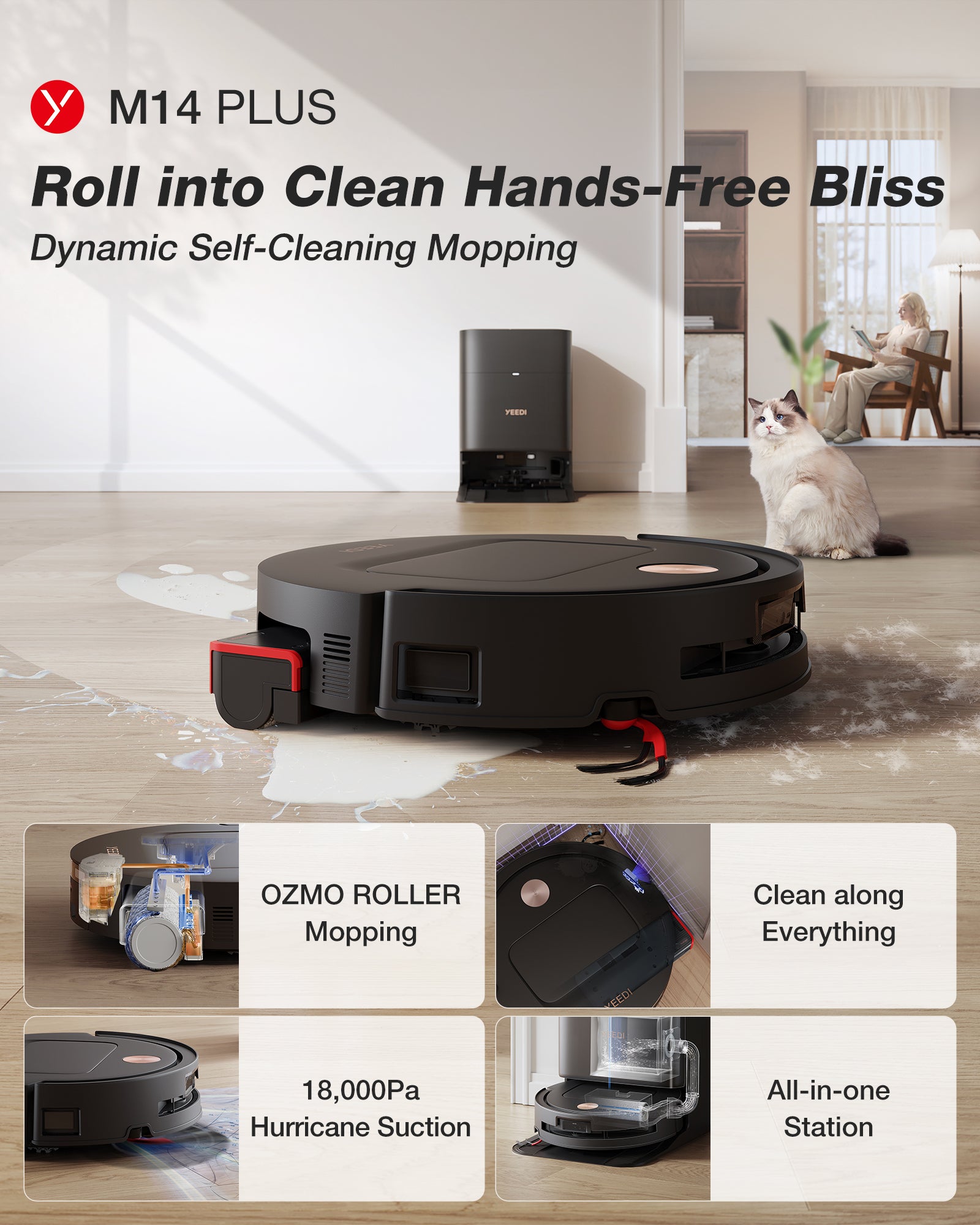 YEEDI M14 PLUS Black Robot Vacuum & Mop