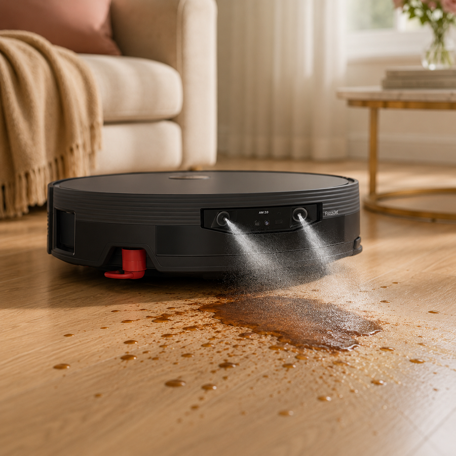Air-dried coffee stain cleaning scene